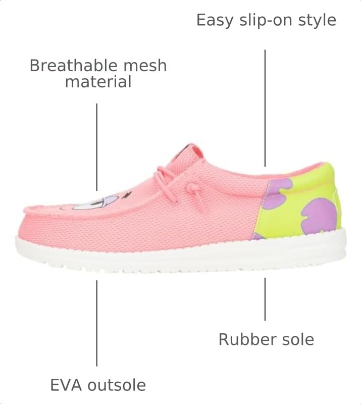 Image of HEYDUDE X Spongebob, Men's Slip-on Loafers, Comfortable & Light-Weight