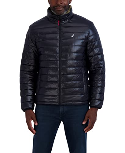 Image of Nautica Men's Sherpa Lined Softshell Jacket - Full Zip, Adjustable Hood, Wind Resistant