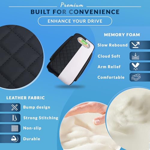 Image of Neodrift ArmEasePro' Armrest - Orthopedic Memory Foam Cushion for Car, Provides Elbow, Wrist, & Arm Support, Universal Fit, Premium Mesh Fabric Or Single-Sided Fastener (Coffee)