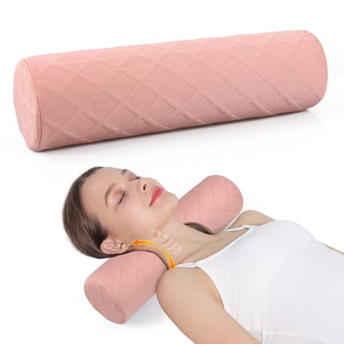 Cozyhealth Cervical Roll Pillow Memory Foam Neck Pillow Pink