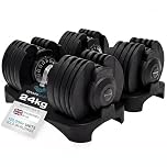BRAINGAIN 15 in 1 Adjustable Dumbbells 24kg Pair, Quick Change Weights, Space Saving Home Gym Set, Secure Locking System, Non Slip Grip, Includes Storage Dock
