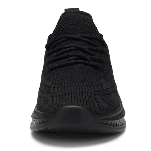 VAMJAM Men's Running Shoes Slip On Walking Shoes Non Slip Lightweight Workout Shoes Breathable Gym Sneakers Fashion Mesh Sneakers Allblack Size 134