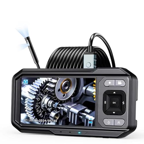 Image of ETZIN Borescope Camera,1080P HD Dual Lens Endoscope with 8 Adjustable Lights 360 Rotatable Pipe Camera, 4.3 inch IPS Screen IP67 Waterproof, Semi-Rigid Cable with 16FT, 2000mAh EPL-1340IM