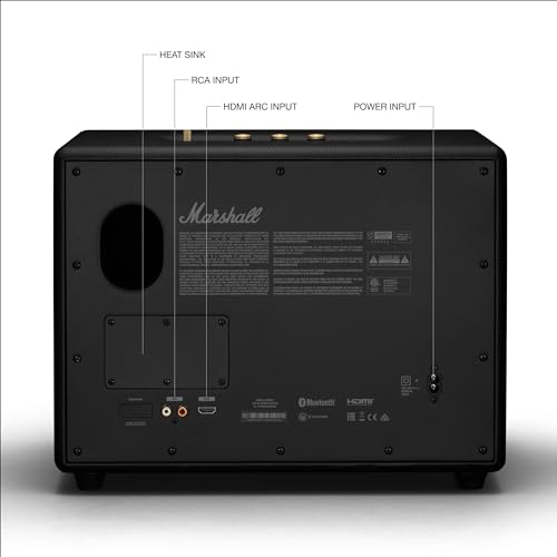 Marshall Woburn III Bluetooth Home Speaker - Loud Stereo Sound with Bass and Treble Controls | Plug-in Powered | Record Player Compatible | HDMI, RCA, 3.5mm Aux Inputs - Black by Marshall - Image 5