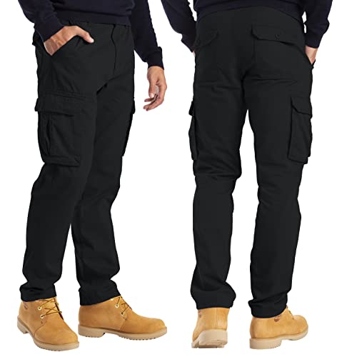 Alamo Men’s Slim Fit Cargo Pants - 100% Cotton Heavy Duty Cargo Work Pants For Men Black #TOP2