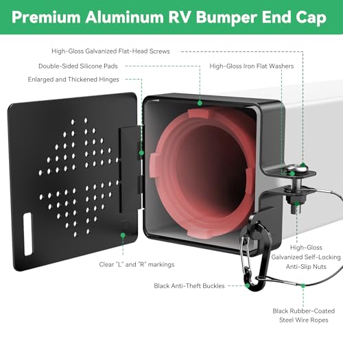 Image of 4x4 RV Bumper End Caps, Aluminum Vented Hinged Door, 2 Pack