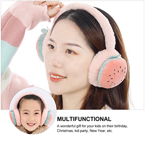 Winter Embroidered Earmuff Strawberry Plush Ear Warmers Cold Weather Ear Cover Outdoor Furry Ear Protectors for Girls Christmas New Year Birthday Pink3