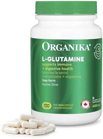 Organika Canadian-Made L-Glutamine - High-Absorption Formula - For Better Immune Defense, Muscle Recovery and Gut Health | 500mg 120vcaps