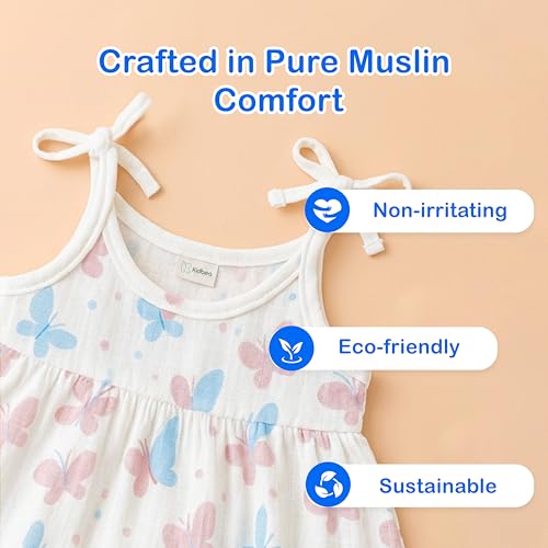 Image of Kidbea Baby Girl Dresses | Muslin Frock for Girls Summer Wear | Soft Breathable Cute Printed Frock with Tie-Up Closure
