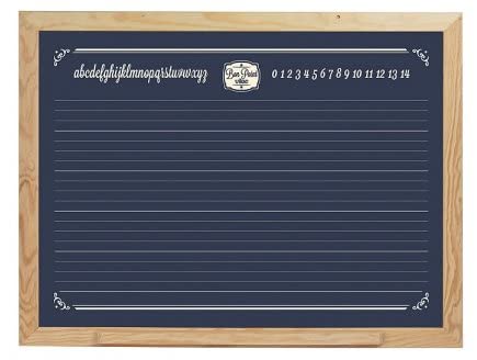 cavernedesjouets Grand Tableau Noir Mural ecolier 88x66cm Face Craie Ardoise XXL - Cadre et plumier en Bois - Set Jeu Dessin Enfant + 1 Carte Tigre