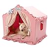 Jiupety Indoor Dog House with Frame, Cute Dog Tent Bed with Cover Cave, Breathable, Washable, and Foldable House, Suitable for 20-40 Lb, Large (25″×25″×25″), Pink