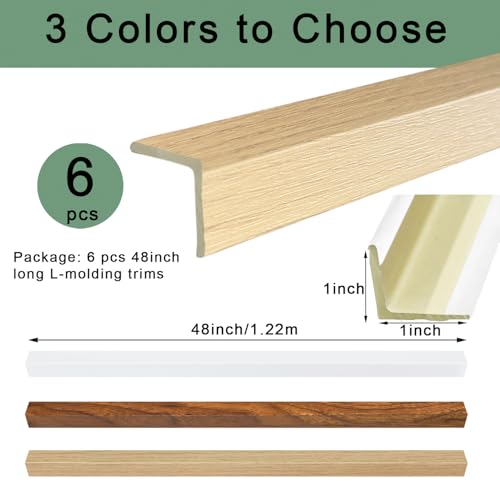 Image of 6Pcs 48 inch Wall Corner Protector,Wood Grain Wall Edge Strip Guards Trim,Oak | Pre-Cut,Avoid Scratching Scuffs,Furniture Cabinet Protection
