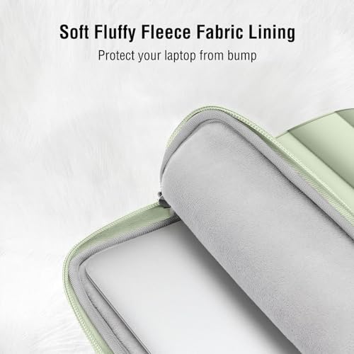 Image of MOSISO 13-14 inch Laptop Case, 13.3 inch Puffy Laptop Sleeve Compatible with MacBook Air 13 13.6 M3 M2 M1 /Pro 13 /Pro 14, HP, Dell, ASUS, Lenovo, Polyester Horizontal Bag with Small Case, Sage Green