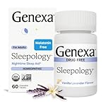 Genexa Sleepology for Adults | Melatonin Free Sleep Aid | Promotes Rest | Natural Vanilla & Lavender Flavor | Certified Organic & Non-GMO | Homeopathic Remedy Made Clean | 60 Chewable Tablets​