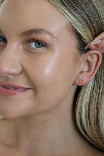 Gold Bow Stud Earrings – 18K Gold Plated Mini Bow Earrings for Women, Dainty Coquette Style, Hypoallergenic Jewelry for Everyday Wear by Malibu Sunday4