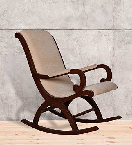 Image of CRAFTCITY | Solid Wood Rocking Chair for Deck, Reading, Sun Lounging, Rest, Bedside, Leisure, Pregnant Women - Backrest Recliner for Bedroom and Living Room