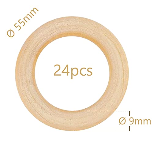 Wednesday Houten ringen, 55 mm, 24 stuks, om te knutselen, houten ring, voor knutselen en aansluitstuk, sieraden, houten… - Image 3