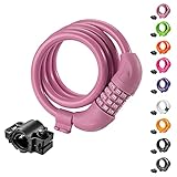 Titanker Bike Lock, Bike Locks Cable 4 Feet Coiled Secure Resettable Combination Bike Cable Lock with Mounting Bracket, 1/2 Inch Diameter