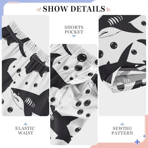 Pajama Bottoms, Pajamas Long Pant Sharks Lounge Wear Casual Black Bobbles Sleep Pants Soft Pjs Sleepwear4