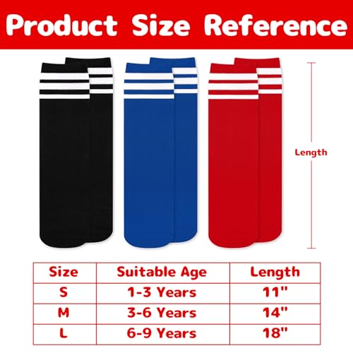 Image of Olreco 3 Pack Toddler Soccer Socks Kids Baseball Socks Boys Girls Softball Sock Youth Football Sock Athletic Accessories