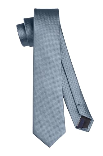 HISDERN Corbata delgadas de seda fina para hombres Corbata lisa Corbatas clásica para bodas Fiestas Negocios (6 cm) Gris Azul