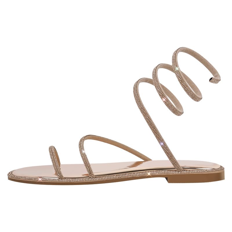 MissHeel Sparkling Rhinestone Spiral Strap Sandals2