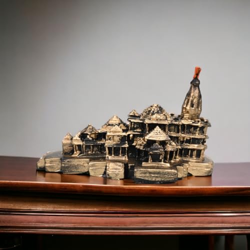 Image of Ram Mandir Ayodhya Model Authentic Design Gold Color for Home Temple Spiritual Decor Ram Mandir Replica Showpiece for Puja Room Office and Gifting