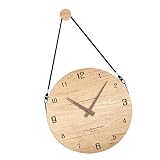 WINOMO Home Decoration Wall Clock Hanging with Rope Wood Clock Home Decor for Kitchen, Living Room,