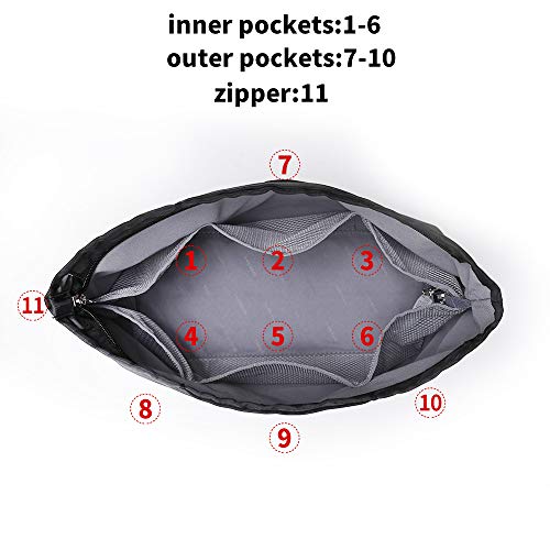 iN. Multi-Pocket Travel Handbag Organizer Insert Large for Tote Bag Purse Liner Insert Organizer with Handles (Large, Black)