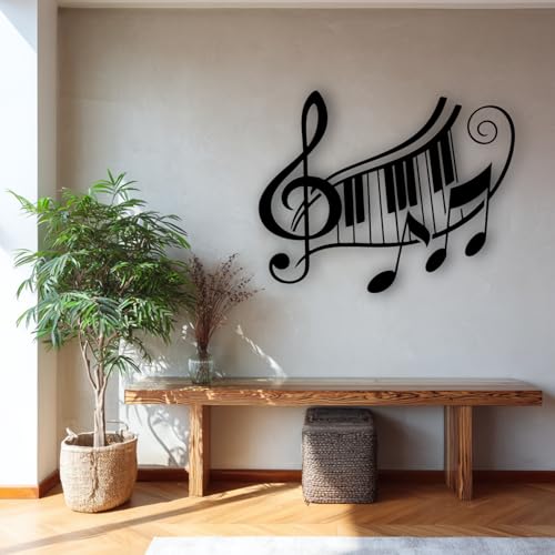 Mélodie notes de musique décoration murale métal noir salon