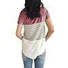 YunJey-Round-Neck-Triple-Color-Block-Stripe-T-Shirt YunJey short sleeve round neck triple color block stripe T-shirt casual blouse,Red,Large