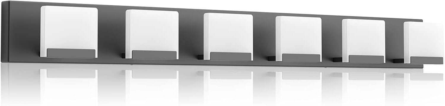 close-up of acrylic shades on matte black vanity light - matte black vanity light