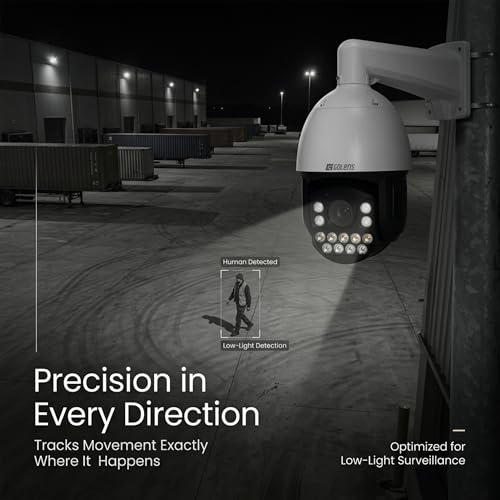 Image of Golens V64H 5MP PTZ IP Security Camera 20X Zoom, 360 Pan 93 Tilt, Auto Tracking, Dual Light Full Color Night Vision, Two-Way Audio, IP66 Outdoor Dome CCTV Camera with SD Card & POE Support
