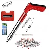 YJZOSXY 全鋼製 コンパクト固定ツール パワー5段階調整 低騒音設計 軽量0.6kg コンクリート 金属対応 電源不要 日本語説明書付き (レッド＋丸釘50本)