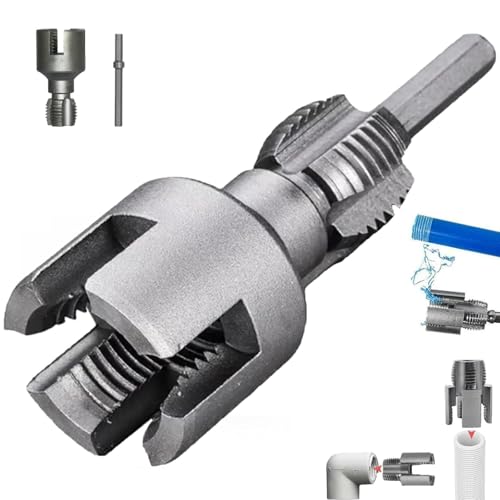 PVC Rohrgewindeschneider, Wasserrohr-Auszug, Doppelkopf-Design, Gewindeschneider für Innen, Außengewinde von Rohren, 2-in-1- Gewindeschneider, 1/2" und 3/4" Gewindebohrer (3/4")