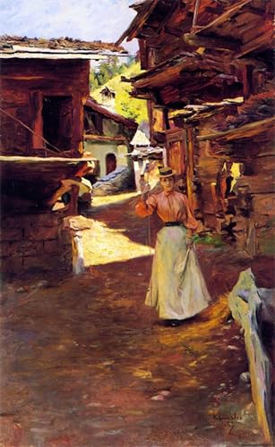 Cuadro de pintura al óleo clásico de Julius Leblanc Stewart en lienzo de 60x90cm