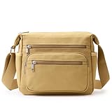 [KALIDI FANCY FOREST] ショルダーバッグ メンズ メッセンジャーバッグ 斜めがけ 多収納 キャンバス バッグ 通勤 通学 （カーキ）