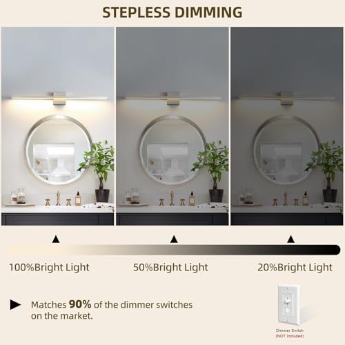 Image of Bathroom Light Fixtures Over Mirror, 32 Inch Brushed Nickel Bathroom Vanity Light, LED Modern Wall Sconce 3000K Bar Vanity Lights for Bathroo