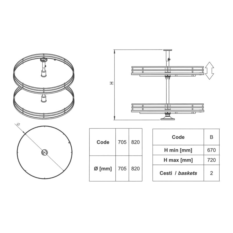 INOXA INDUSTRIE Tourniquet Rond 705 mm Blanc Fil chromé pour Caisson 800 x 800 mm