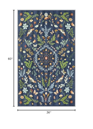 Tapete Lahome Chloe 3x5 Azul Oscuro Lavable miniatura 2
