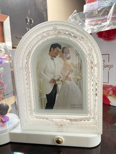 Image of Romantic LED Rose Dome Lamp with Kissing Couple Figurines - Decorative Night Light for Gifting & Home Decor