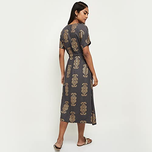 Image of Max Women's 100% Rayon Printed Short Sleeves Midi Dress Ankle Length Ethnic