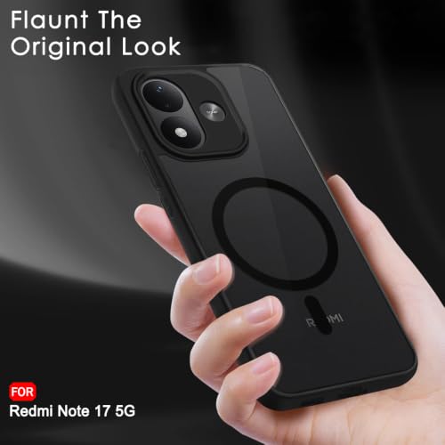 Image of TheGiftKart Hybrid Shockproof Back Cover Case for Mi Redmi Note 17 5G / Poco M8 Power 5G Compatible with MagSafe | Hard Back Cover Case (PC & TPU, Translucent Smoke Matte Back, Black Sides)