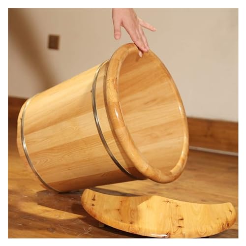 Bañera de pies de madera maciza 40 cm con tapa y masaje miniatura 4