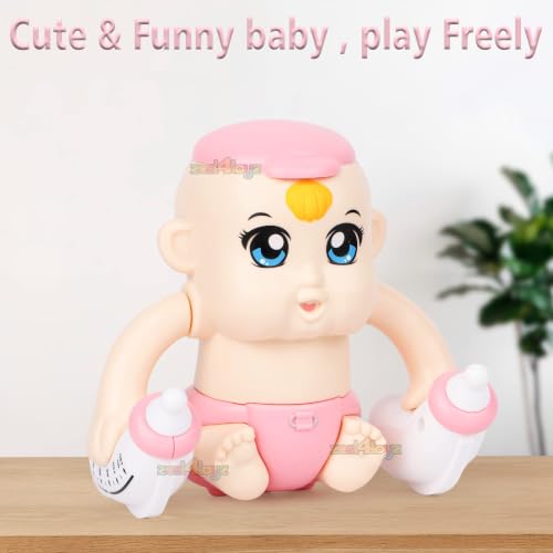 Image of Zest 4 Toyz Musical Baby Toy for Kids | Voice Controlled Tumbling Baby Doll Clap Activated Crawling Rolling Toy 360 Degree Rotating Musical Battery Operated Toy for Boys Girls (Pack of 1) Multicolor