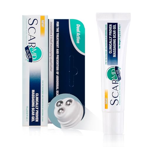 ScarMD Silicone Scar Gel with Ball Applicator - 15g - Scar Cream, Scar Removal for Acne, Surgery, C-Section & Stretch Marks - Natural Occurring Silicones & Vitamin E Scar Treatment, Scar Removal Cream