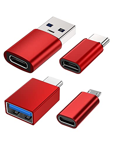 Adaptateur USB C Pack de 4, Adaptateur USB C Femelle vers USB Mâle, Adaptateur Micro USB vers USB C OTG Compatible avec iPhone, PC, Samsung Galaxy, iPad, Laptop, MacBook Pro, Google, AirPods