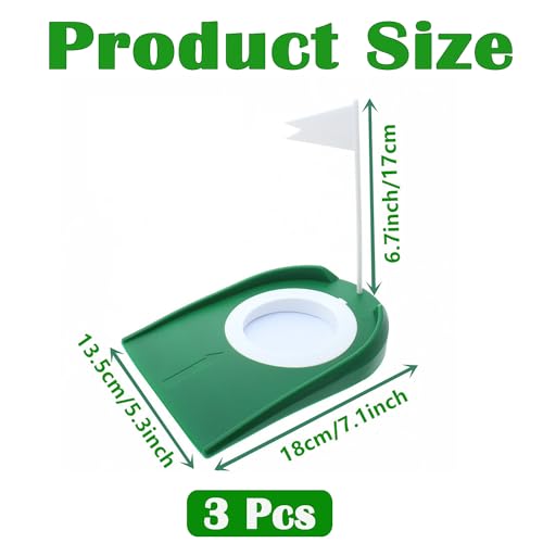 3 Stück Golf Puttingbecher Mit Flagge - Übungs-Putter-Pad,Kunststoff Golf Indoor Outdoor Putting Cup Übungshilfen,Puttingbecher Mit Flagge,Für Männer Und Frauen,Büro, Hof, Rasen