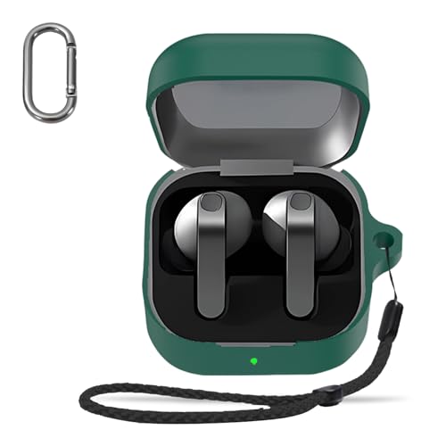 For Galaxy Buds 4/Buds 4 Pro �P�[�X �J�o�[ �yHUKWIMO�z �J���r�i�t��+�X�g���b�v�t�� �ϏՌ� �h�� �h�o �����[�d�\ �S�ʕی� �L�Y�h�~ Galaxy Buds 4/Buds 4 Pro �Ή� [�O���[��]