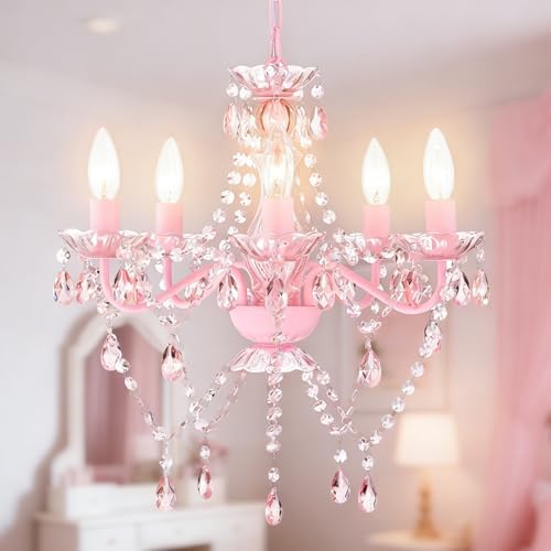 Lustre Rosa para Quarto de Meninas 5 Luz Rosa Acrílico Lustre de ...